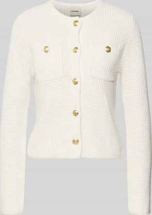 Stefanel Cardigan mit Brusttaschen in Offwhite, Gr&ouml;&szlig;e XL