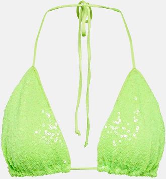 Norma Kamali Sequin-embellished bikini top