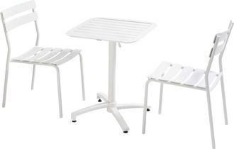 Oviala Mesa reclinable 60 x 60 cm y 2 sillas blanco