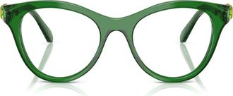 Swarovski 50mm Round Optical Glasses in Transparent Green at Nordstrom