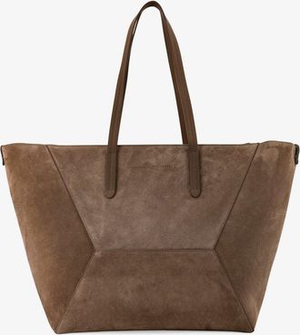 Brunello Cucinelli Borsa a spalla BC Duo in suede con logo inciso - BRUNELLO CUCINELLI - gender_Woman