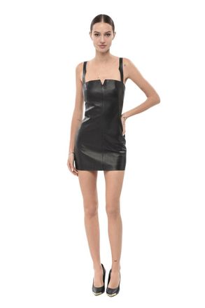 Off-white Black Sweet Heart Neck Mini Dress