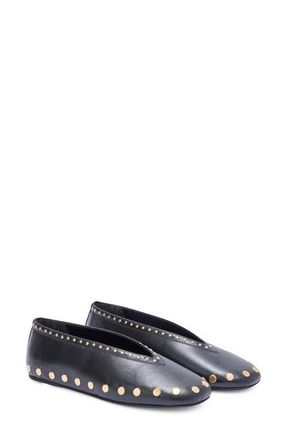 Ganni Jenny Studded Ballet Flat in Black at Nordstrom, Size 10Us
