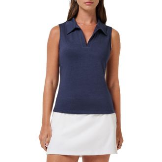 Travis Mathew Skyloft Light Sleeveless Polo in Heather Navy Blazer at Nordstrom, Size Xx-Large