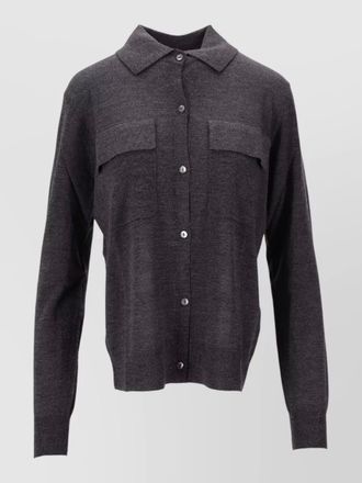Parosh collared neck long sleeve cardigan front pockets