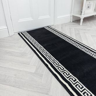 Runrug Hallway Carpet Runner Rug - Soft & Comfy, 9mm - Key in Black | Size: 70 cm x 390 cm
