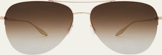 Barton Perreira Chevalier Brown Titanium Aviator Sunglasses
