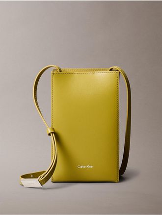 Calvin Klein Womens Line Mini Leather Crossbody Bag - Blue