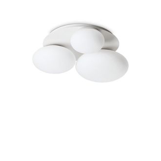 Netlighting NINFEA 3 Light Round DecoratiGlass Flush Ceiling Light White