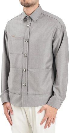 Yes London Beige Structured Button-Down Wool Shirt