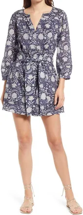 Cleobella Organic Cotton Minidress in Navy Block Print at Nordstrom, Size Small
