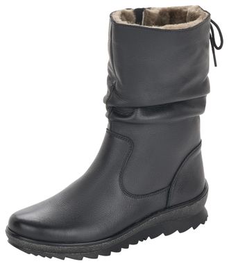 Remonte Winterstiefelette REMONTE, Damen, Gr. 39, schwarz, Leder, Schuhe Winterstiefelette, mit gerafftem Schaft