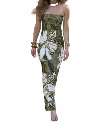 Rococo Sand Strapless Maxi Dress In Green