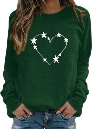 Generic Bargains of The Day Sale Sweatshirt Hoodies for Women UK Womens Print O Neck Sweatshirt Round Neck Fit Pullover Tops Casual Long Sleeve Workout Next S