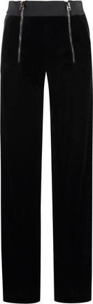 Tom Ford Fluwelen Broek met Elastische Tailleband - Dames - Straight fit broeken - Zwart - 4XS - Polyester - Broeken