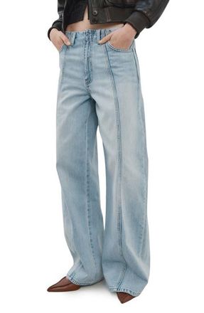 Mango Seamed Balloon Jeans in Medium Blue at Nordstrom, Size 12