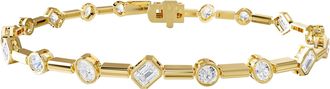 Diamond2Deal 18k Vermeil Plated Silver 2.8 ct Multi Shape Lab Grown Diamond Bangle Bracelet 7