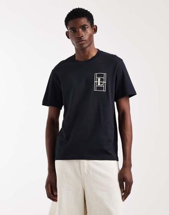 Lacoste T-shirt comoda nera con logo-Nero