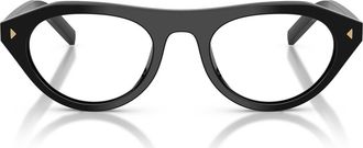 Prada 51mm Irregular Blue Light Blocking Glasses in Black/clear Blue Light at Nordstrom