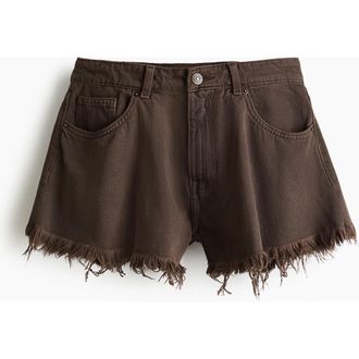H&M Frayed Denim Shorts in Brown at Nordstrom, Size 10