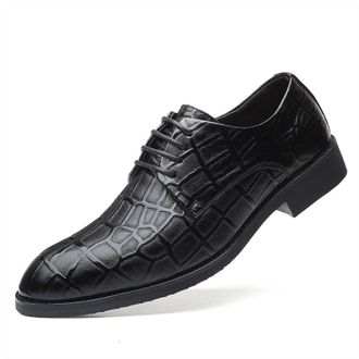 Generic Formal Shoes for Men Lace Up Round Toe Derby Shoes Vegan Leather Low Top Rubber Sole Non Slip Party(7.5 UK) Black