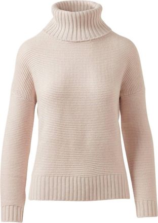 Kinross Cashmere Womens Garter Turtleneck Sweater In Canvas