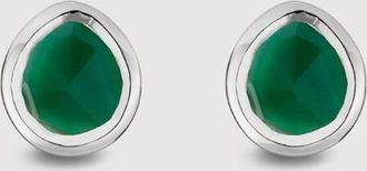 Monica Vinader Sterling Silver MV Siren Mini Stud Earrings Green Onyx