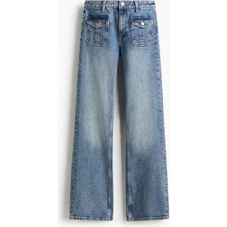 H&M Flared High Jeans in Denim Blue at Nordstrom, Size 18