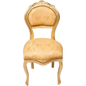Biscottini International Biscottini - Sedia in legno da cucina da pranzo 92x45x45 cm Sedia imbottita Poltrona barocco Poltroncina oro luigi xvi Stile Francese