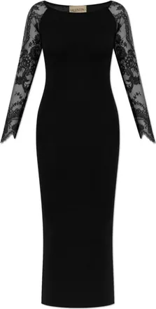 Valentino Garavani Kleedjes, Dames, Zwart, XS, Wol, Penciljurk met kanten mouwen