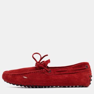 Tod's Tods Red Suede Slip On Loafers