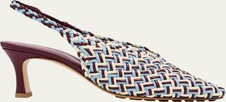 Bottega Veneta 60mm Sofia Intrecciato Leather Slingback Pumps