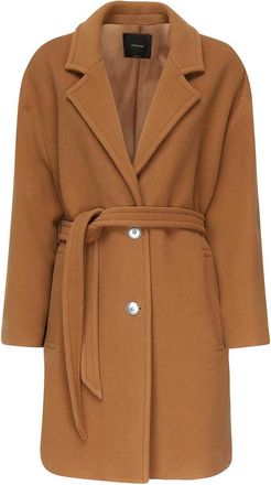 Pinko Single-Breasted Wool Blend Coat