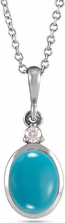 Allurez Oval Natural Onyx & Diamond Pendant Necklace 14K 2.03ct in Turquoise, White Gold at Nordstrom, Size 18