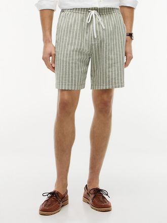 Tommy Hilfiger Mens Striped Cotton-Linen Blend 7 Short - Green - XXXL