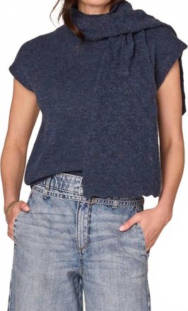 Democracy Round Neck Sweater Vest With Pointelle Scarf In Heather Ensign Blue