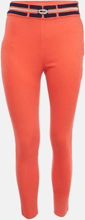 Elisabetta Franchi Orange Applique Denim Skinny Jeans M Waist