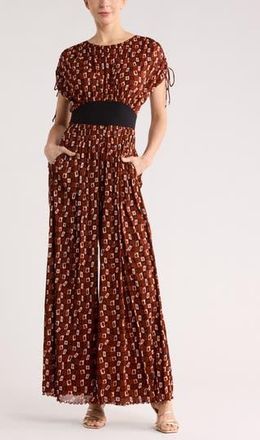 Diane Von F&uuml;rstenberg Andra Wide Leg Jumpsuit in Chain Spots Brown Sm at Nordstrom Rack, Size Xx-Small