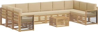 vidaXL Conjunto De Sof&aacute;s De Exterior 11 Uds. Y Beige Poli&eacute;ster Vidaxl