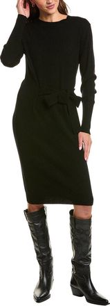 Fort&eacute; Cashmere Waist Tie Crewneck Wool & Cashmere-Blend Sweaterdress