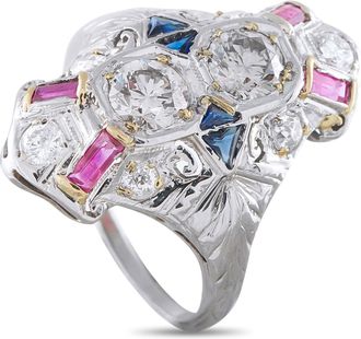 Luxury Bazaar 18K White Gold 1.68ct Diamond Ring MF30-050126