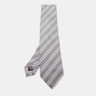 HUGO BOSS Boss By Hugo Boss Grey Diagonal Striped Silk Tie