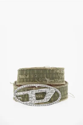 Diesel Camouflage-Pattern Belt with 40mm Rhinestone Buckle size 75