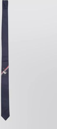 Thom Browne jacquard tie with embroidered detail and striped accent