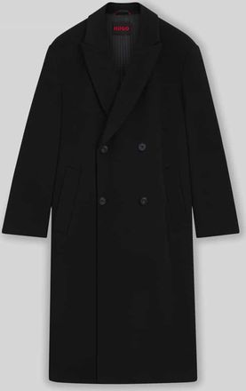 HUGO BOSS Regular Fit Wollmantel mit doppelreihiger Knopfleiste Modell MENCI2541 in Black, Gr&ouml;&szlig;e XL