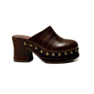Chocolat Blu Womens Hester Platform Clog In Brown Crocodile