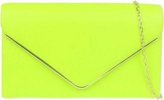 Girly HandBags Womens Metallic Frame Faux Leather Clutch Bag (Neon Green)