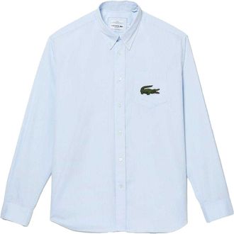 Lacoste Gestreept, relaxed overhemd voor volwassenen (Lichtblauw)