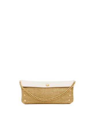 Hammitt Hammitt Invitation Clutch Calla Lily White Raffia Brushed Gold Hammered