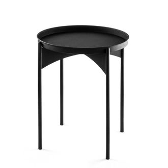 Calicosy Mesita auxiliar con tablero redondo de metal h57 cm - negro